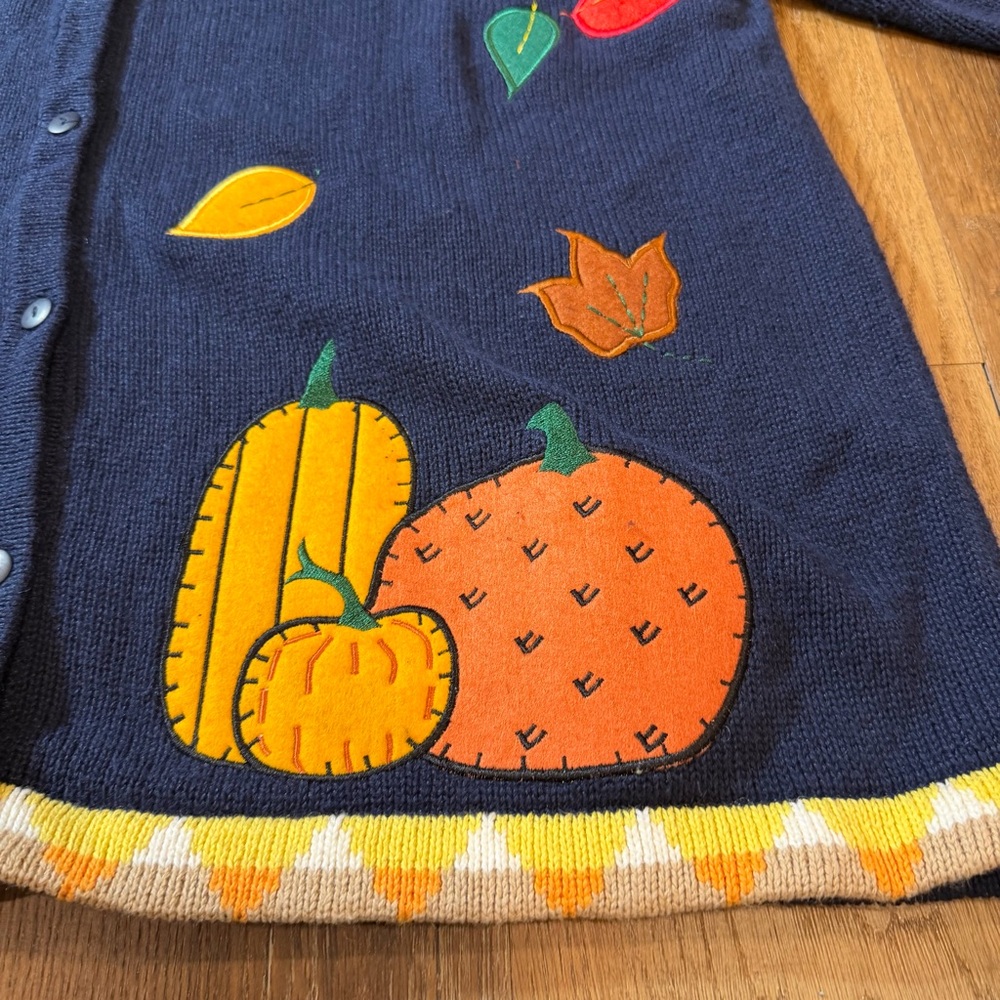 Vintage Y2K Fall Cardigan Fall Leaf Sweater Halloween Sweater Embroidered Leaves - Picture 12 of 17